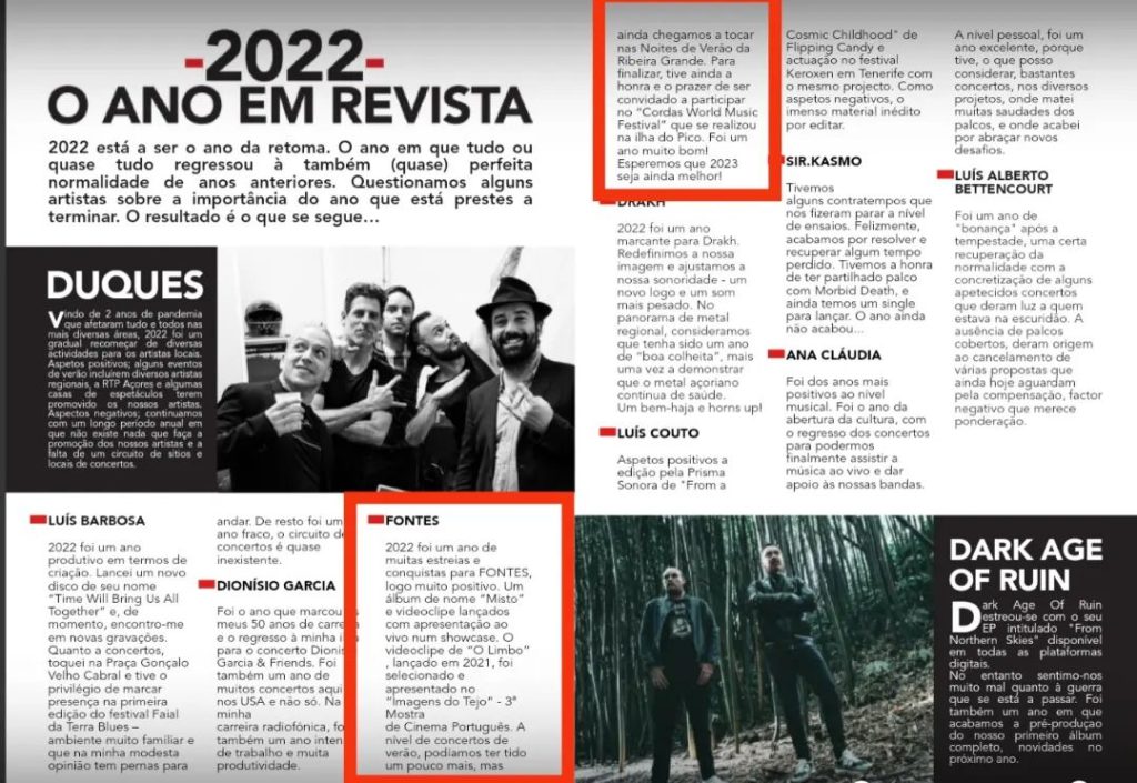 Fontes Music - revista backstage nr4 novembro dezembro 2022